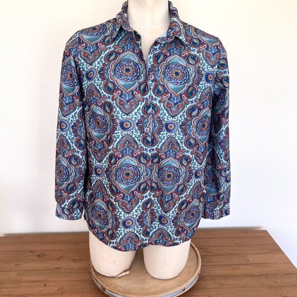 Retro Paisley Abstract Shirt - David Paul New York - Size XLarge - Picture 6 of 8